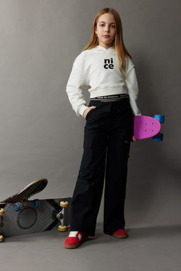 Relax Fit Kap__onlu Bask_l_ Sweatshirt K_z _ocuk - Defacto фото 2