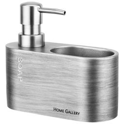 Диспенсер 180 мл 14,9*6,5*13,5 см "SOAP" серебро, с отделением для губки