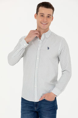 U. S. Polo Assn Мужская белая рубашка в полоску цвета экрю - U.s. polo assn фото 15