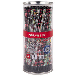 Цена за 4шт. Карандаш чернографитный BRAUBERG "CALAVERAS", 1 шт., HB, корпус ассорти