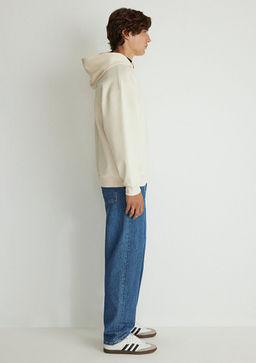 S?rt Bask?l? Beyaz Sweatshirt - Mavi фото 3