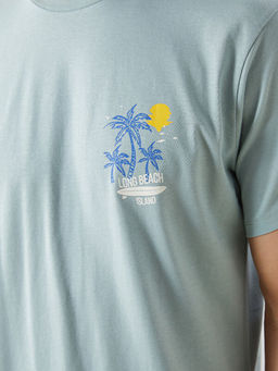 Bisiklet Yaka K?sa Kollu Bask?l? Penye Erkek Ti??rt