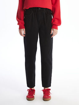 Beli Lastikli Slouchy Fit Kad?n Jean Pantolon