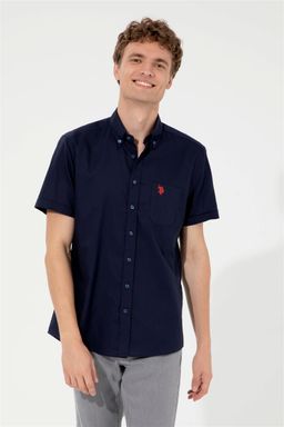 U. S. Polo Assn Мужская темно-синяя рубашка с коротким рукавом