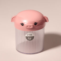 Цена за 2 шт. Органайзер для ватных палочек «Хрюшка», с крышкой, d=7.7×10.3 см, розовый, прозрачный