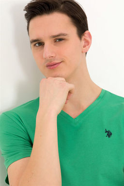 Мужская зеленая базовая футболка с круглым вырезом - U.s. polo assn фото 9