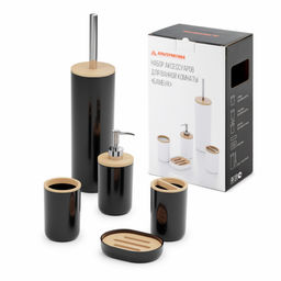 Набор аксессуаров для ванной комнаты "Бамбук" (черный) М9024