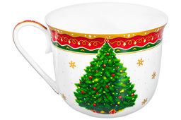 Чайная пара 2 пр. 450 мл 14*11*8,5 см Новогодняя ёлка красный узор NEW BONE CHINA - Elan gallery фото 9