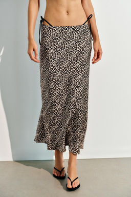 FALDA MIDI SATINADA / Leopardo / Tostado - Zara фото 2