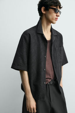 Рубашка Relaxed Fit Jacquard жаккардовая черная