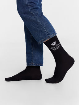 Цена за 5 пар! Носки мужские высокие черные с надписью BIG BOSS, решит любой вопрос черный 017K-3025