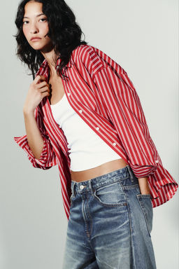 OVERSIZE STRIPED POPLIN SHIRT - Zara фото 4
