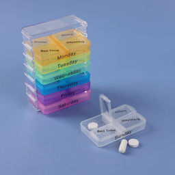 Таблетница-органайзер «Неделька», английские буквы, утро/день/вечер/ночь, 10×7.5×4 см, 7 контейнеров по 4 секции, разноцветный