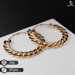 Серьги-кольца Цепь, цвет золото, d=8 см