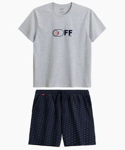 ATLANTIC NMP-395 Пижама мужская Off светло-серый меланж + темно-синий  фото 2