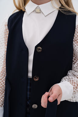 Синий школьный жилет для девочки Mooriposh, модель 1111 фото 4