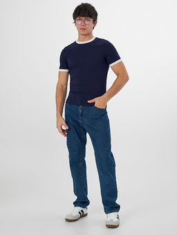 Футболка мужская синяя с контрастной отделкой - Mark formelle фото 5