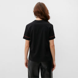 Футболка женская с красным кантом Basic line чёрная, размер 42