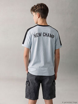 Bisiklet Yaka Bask?l? Erkek ?ocuk Ti??rt