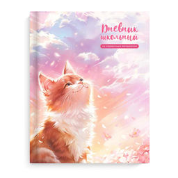 Дневник школьный арт. 69799 КОТ И СОЛНЦЕ / твёрдый переплёт 7БЦ, А5+, 48 л., выборочный перламутровы