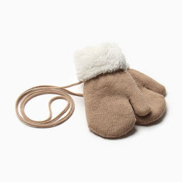 Варежки детские на иск.меху MINAKU с отворотом 15 см беж