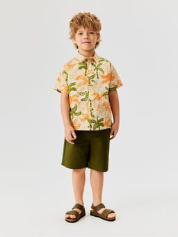 ACOOLA / Сорочка верхняя детская для мальчиков Bario бежевый принт