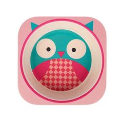 Набор детской посуды из бамбука Совушка, 5 предметов: тарелка, миска, стакан, столовые приборы - Крошка я фото 6