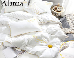 КПБ Alanna Однотонный с вышивкой на резинке по кругу ALAOVR05 Семейный