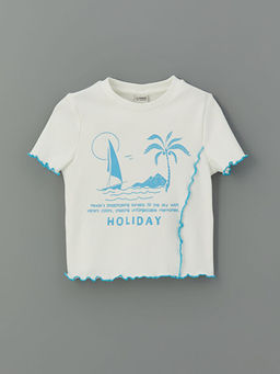 Bisiklet Yaka K?z ?ocuk Crop Ti??rt