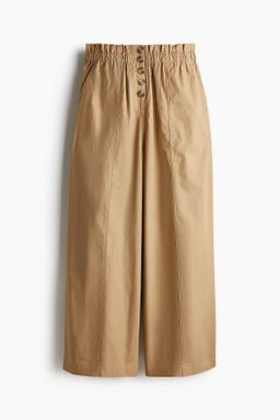 Pantal?n culotte de sarga con cintura paper bag