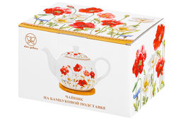 Чайник 1,1 л 23*13,5*14,5 см Маки на бамбуковой подставке, NEW BONE CHINA - Elan gallery фото 15