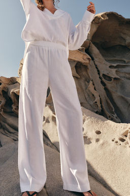 Брюки Zara Recto из льна белые