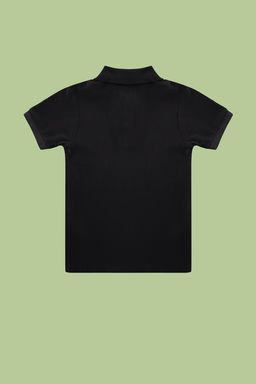 Siyah Unisex %100 Pamuk Basic Polo Yaka Regular/Normal Kal?p K?sa Kol Orme T-Shirt TKDSS24TS00024 - Trendyolmilla фото 2