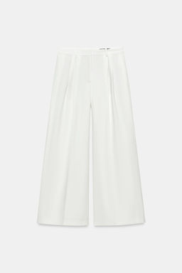 PANTAL?N WIDE LEG PLIEGUES ZW COLLECTION / Blanco - Zara фото 2
