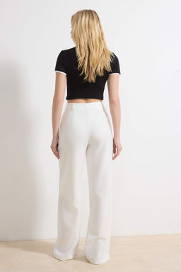 Koyu Kahverengi Genis Paca Wide Leg Bootcut Dokuma Kumas Pantolon TWOAW21PL0332