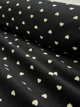 Микровельвет Молочные сердечки цв.черный, СОРТ2, ш.1.45м, хлопок-100%, 140гр/м.кв - Купава фото 2