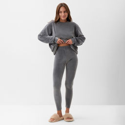 Костюм женский (свитшот, леггинсы) KAFTAN Plushy, размер 40-42, серый