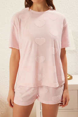 Trendyolmilla Pembe Pamuklu Kalpli Sortlu Orme Pijama Tak?m? THMSS25PT00285  фото 3