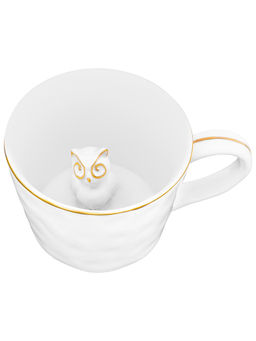 Кружка 300 мл 14*10*7,5 см Сова с фигуркой внутри, белый с золотом, фарфор - Elan gallery фото 4