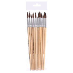 Цена за 10 шт. Кисть белка круглая № 6, ручка дерево