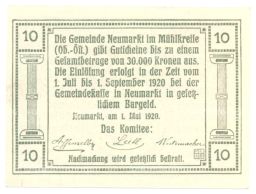 Банкнота 10 геллеров 1920 года Австрия  Нотгельд