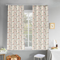 Шторы для кухни, 2шт 148х160см "На десерт, вид 1/1", на шторной ленте, рогожка (хлопок 100%) 171г/м2, упаковка классическая, пакет ПВХ 32х41см, "Домашняя мода" (Россия)