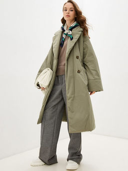 Объемное утепленное пальто запашного кроя - Incity фото 10