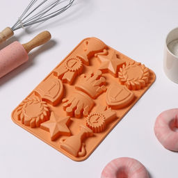 Форма для шоколада Доляна Чемпион, силикон, 12 ячеек, 24?16?2 см, персиковая