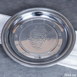 Блюдо 38 см металл с декором Цветы /h=4/ T-29 /уп 80/ 0.370 - Галеонтрейд фото 3