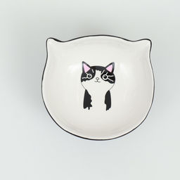 Миска керамическая Киса на подставке-лапках 200 мл 13 х 12 х 8 см, чёрная - Пижон фото 5