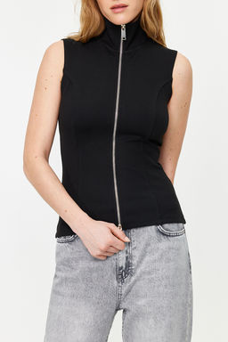 Vizon Dik Yaka Fermuarl? Fitted/Vucuda Oturan Esnek Orme Bluz TWOSS24BZ00070 - Trendyolmilla фото 11