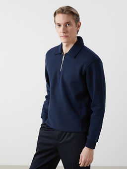 Polo Yaka Uzun Kollu Erkek Sweatshirt