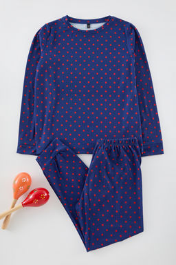 Lacivert Yumusak Dokulu Unisex Cocuk Orme Pijama Tak?m TKDAW25AU00095 - Trendyolmilla фото 3
