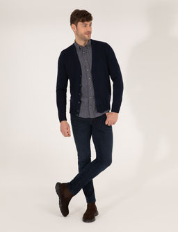 Lacivert Slim Fit Basic D__meli Triko H_rka